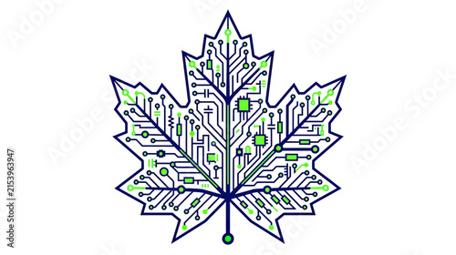Digital Maple Leaf Circuit Board Icon