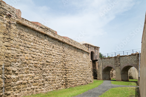 Ancient stone fortress moat and arches at San Lorenzo Fort