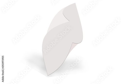 Quadro su tela Abstract Curved White Paper Sheet Mockup, Dynamic Rolled Paper Page, Isolated PN