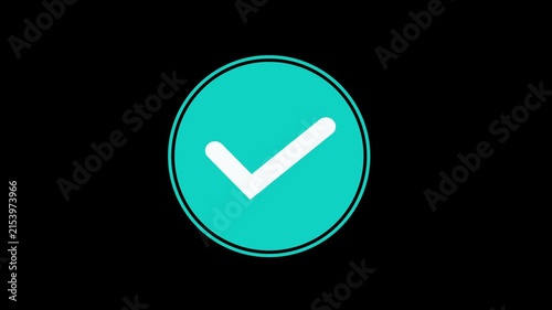 Cyan checkmark button animation showing success motion in video clip