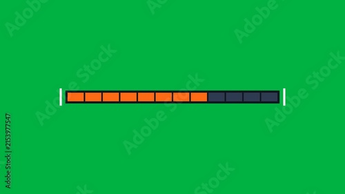 Orange Segmented Loading Progress Bar Filling Left To Right On Green Screen Chroma Key 4K UI Overlay