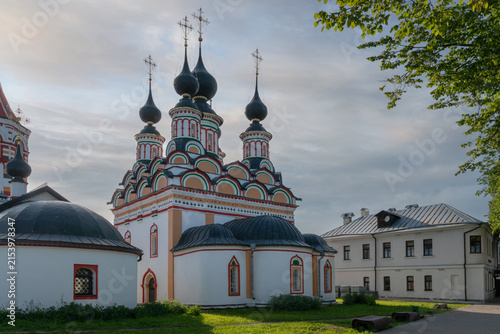 Lazarus Church of the Righteous Resurrection (Lazarevskaya Church) is an Orthodox church of the Vladimir Diocese of the Russian Orthodox Church on a sunny summer day, Suzdal, Vladimir region, Russia