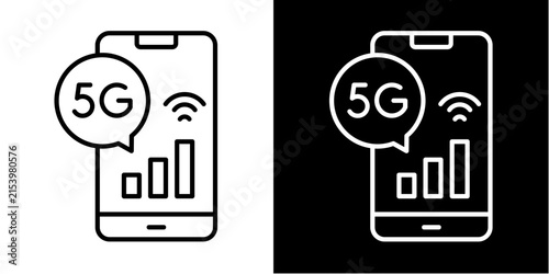 5G Mobile Network  Icon Set White Style Collection
