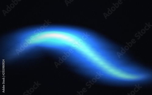Dynamic glowing blue streak with a bright core against a dark black background