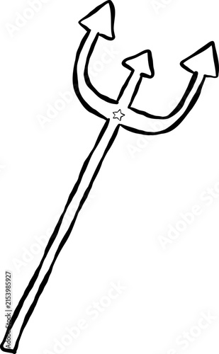 Cute Trident Outline Hand Drawn Whimsical Illustration