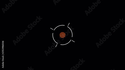 Rotating Target Crosshair Focus Ring with Orange Pulsing Dot 6 Seconds Loop on Alpha Channel 4K