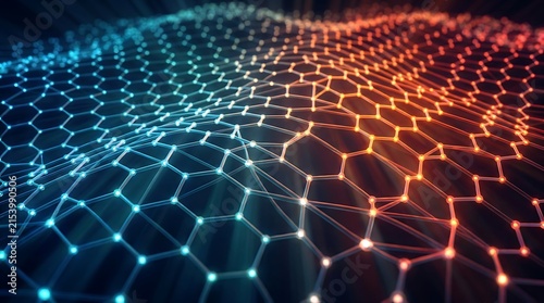Digital technology network connection with glowing hexagonal nodes technology hexagonal connectivity abstract