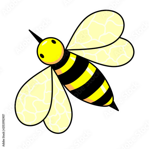 Fotografía Cute Cartoon Bee with Stripes and Detailed Wings for Nature Design