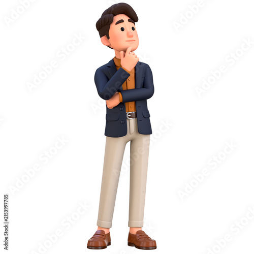 3D Professional Businessman Character Thinking