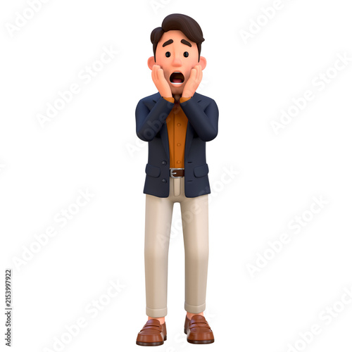 Obraz na płótnie 3D Professional Businessman Character Shocked Expression