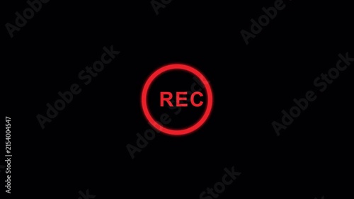 Red Glowing Circle Ring REC Blinking Badge Overlay 6 Seconds Loop on Alpha Channel 4K