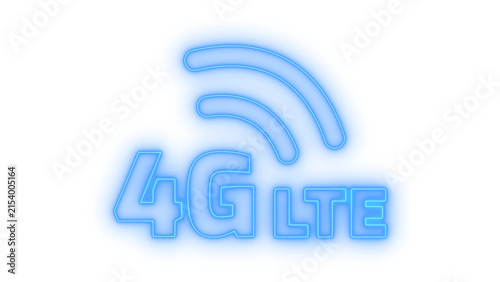 Colorful neon sign icon of 4g lte wireless communication network signal symbol for fast internet connection web interface element isolated on transparent background