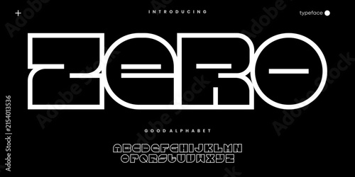 Zero Abstract minimal modern alphabet fonts. Typography technology vector illustration