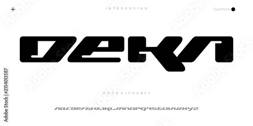 Deka alphabet Abstract minimal modern alphabet fonts. Typography technology vector illustration