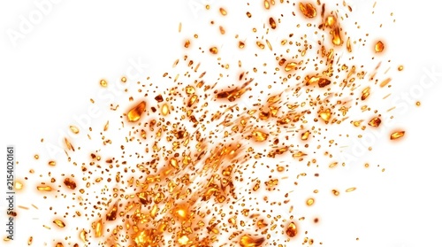 fiery orange fire ember particles overlay isolated on white background