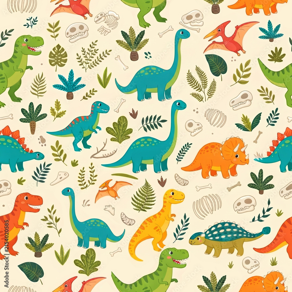 Fototapeta premium seamless pattern with dinosaur 