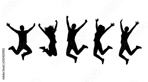 Athletes jumping in mid air set with dynamic poses featuring silhouettes, motion blur, and sportswear with energetic backgrounds and vibrant colors