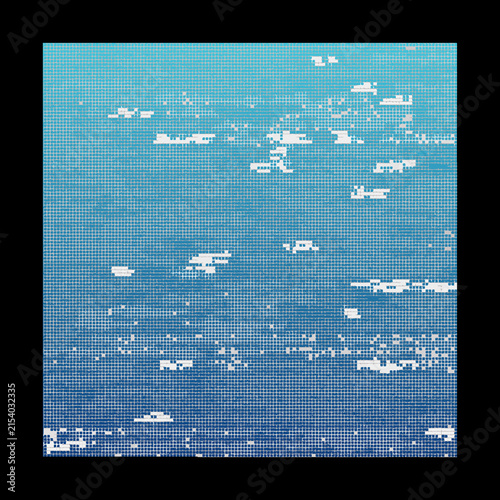 Blue pixelated wave pattern with gradient effect