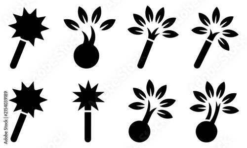 Black Star Icons with White Outlines Arranged in a Grid Pattern on a White Background Featuring Icon, Symbol, Design with Graphic
