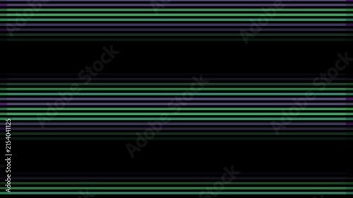 Horizontal pattern of alternating green and purple stripes against a dark background creates a digital visual rhythm.