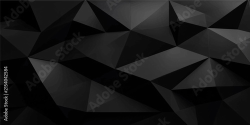 Black dark gray polygon abstract geometric faceted background with textured surface modern low poly design