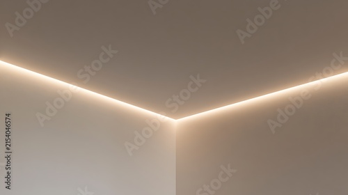 Minimalist ceiling corner with modern hidden LED strip lighting.