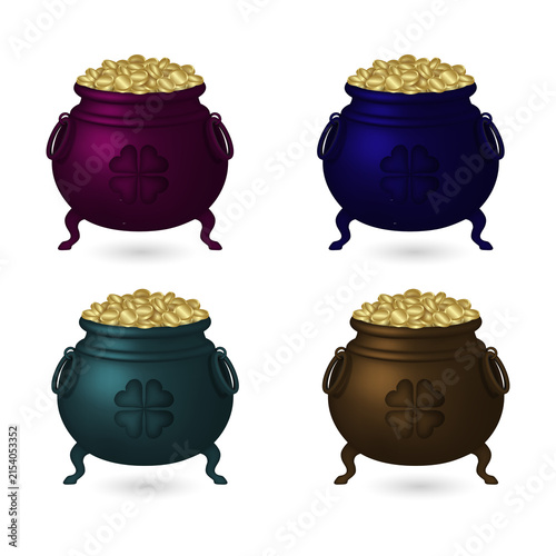 Foto Colorful pot of gold coins St