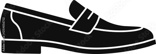 Canvas Print A clean black loafer shoe icon representing footwear, fashion, formal style, ret