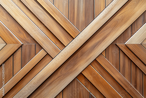 Abstract wood grain pattern with intersecting diagonal planks and natural wooden surface details.