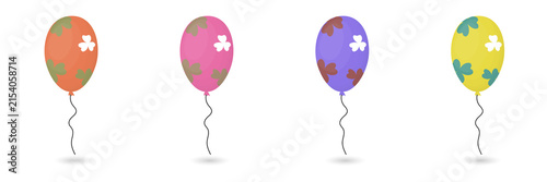 Colorful balloons with flower patterns on transparent background