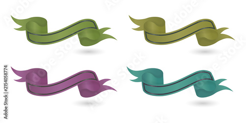 Colorful ribbon banners for decoration and design on transparent background