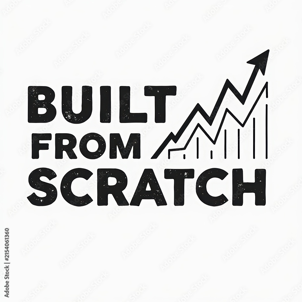 Fototapeta premium Motivational business growth concept with upward trend graph and bold text