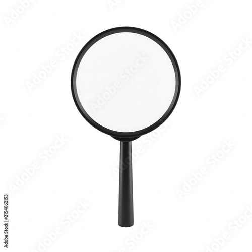 Classic black handheld magnifying glass isolated on transparent background for research and investigation concepts