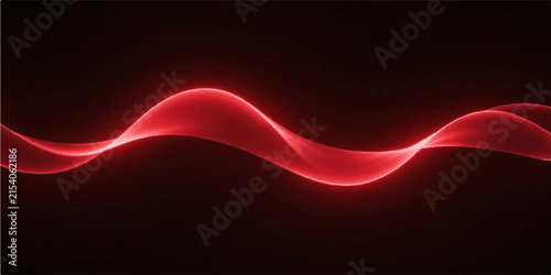 Abstract Red Wave with Glowing Curves and Dynamic Energy Lines on a Dark Background, Vibrant Red Motion Design, Fractal Flow Pattern, Modern Decorative Wallpaper Illustration