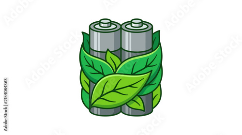 EcoFriendlyEnergyIllustrationGreenLeavesWithBatteries