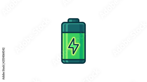 Modern Flat Battery Icon with Electric Spark Symbol