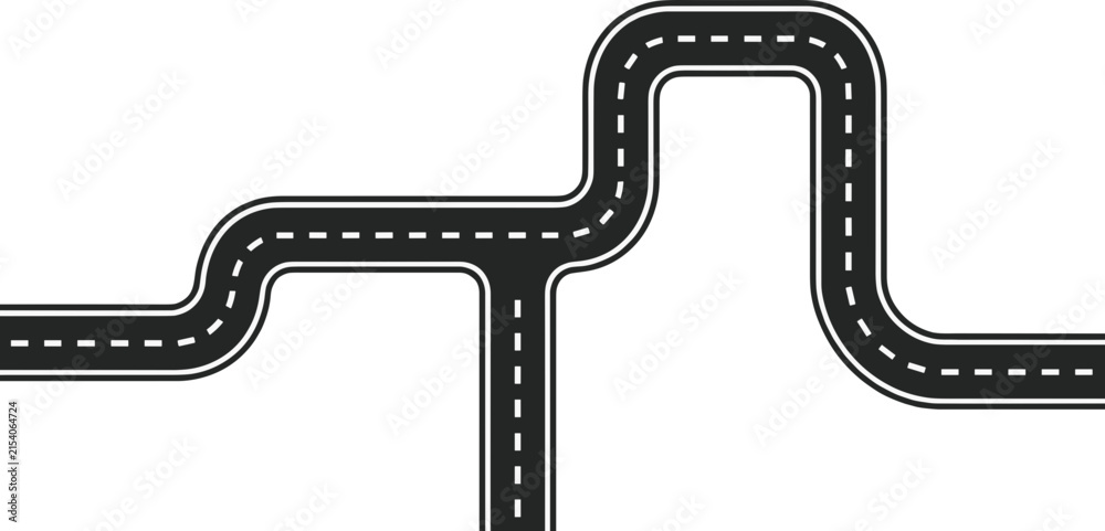 Fototapeta premium Black asphalt street highway vector illustration with dashed line markings