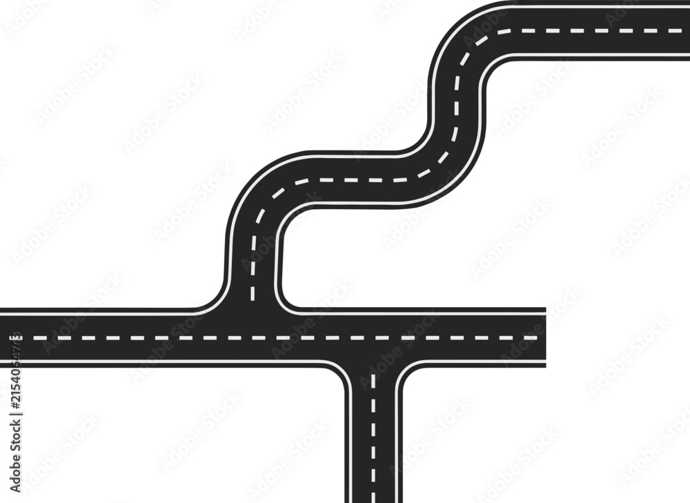 Naklejka premium Black asphalt street highway vector illustration with dashed line markings