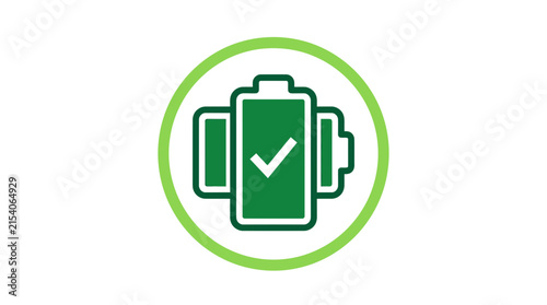 Modern Green Battery Powered Smartphone Icon with Checkmark
