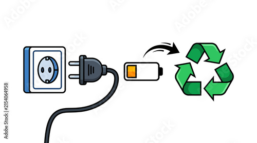 Eco Friendly Battery Recycling Concept with Charging Plug