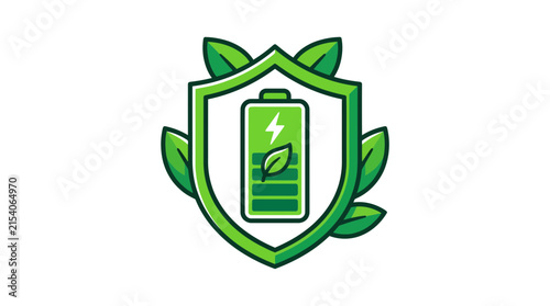 EcoFriendlyEnergyShieldWithBatteryLeafDesignIllustration