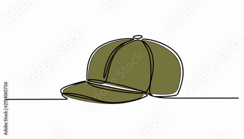 Cuadro en lienzo One continuous line illustration of an newsboy cap , isolated on white background