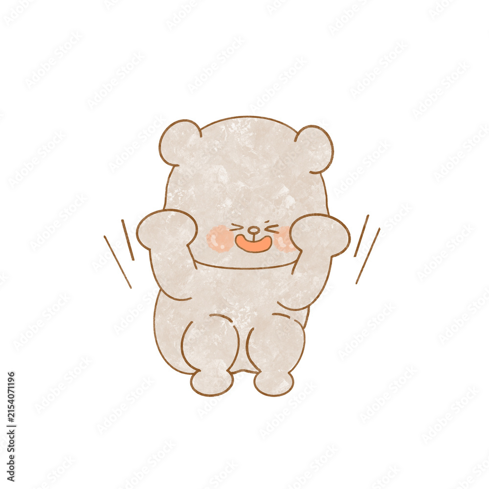 Fototapeta premium ガッツポーズをしているくまのキャラクターイラスト