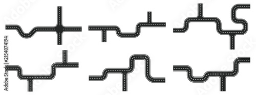 Asphalt road constructor kit vector illustration featuring collection