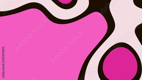 Abstract liquid fluid waves background in vibrant pink and black outline with organic blob shapes