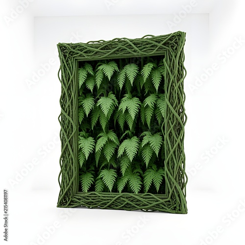 A unique green frame with leafy design elements