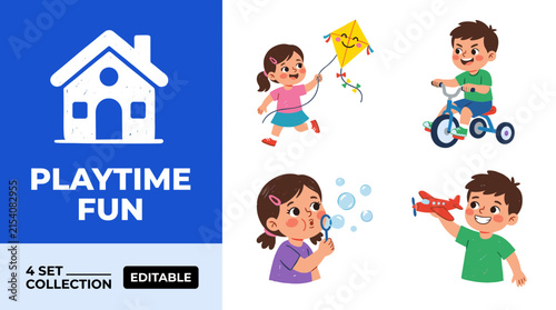 Comprehensive 2D Vector Illustration Collection of Four Colorful Business and Marketing Icons