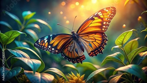 Mariposa posada sobre una planta