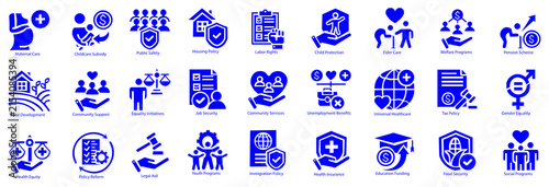 Obraz na plátne social policy icon set flat style illustration