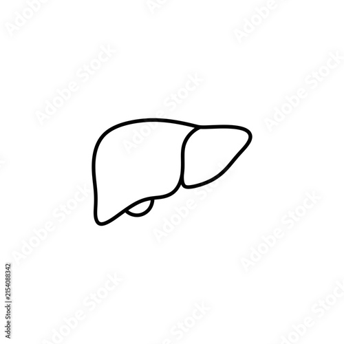 Minimalist liver organ icon linear symbol for medical and health care educational illustration